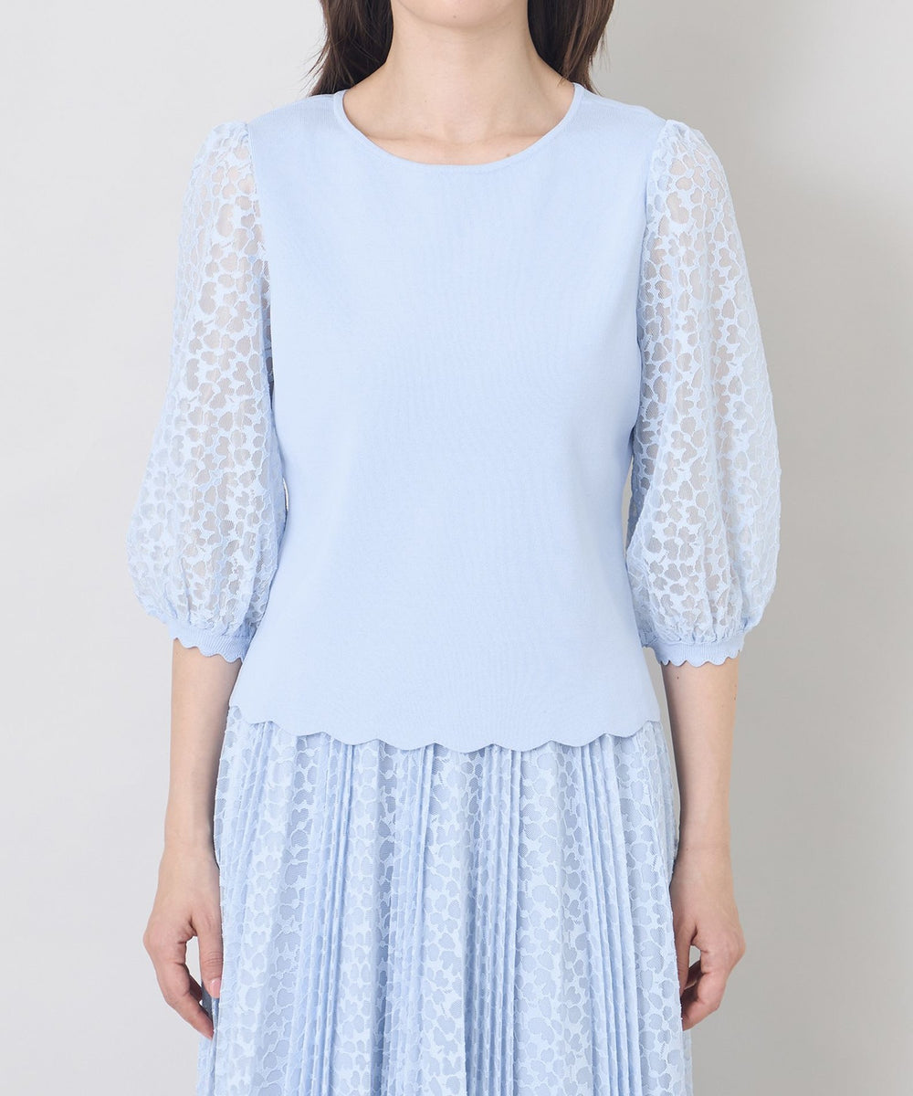 TO BE CHIC⭐︎今期ジャカードレースコンビ ニットプルオーバー ジャカードレースコンビ ニットプルオーバー(トップス)｜TO BE CHIC