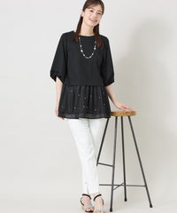 シアーアクセント パールビジューチュニック(トップス)｜TO BE CHIC