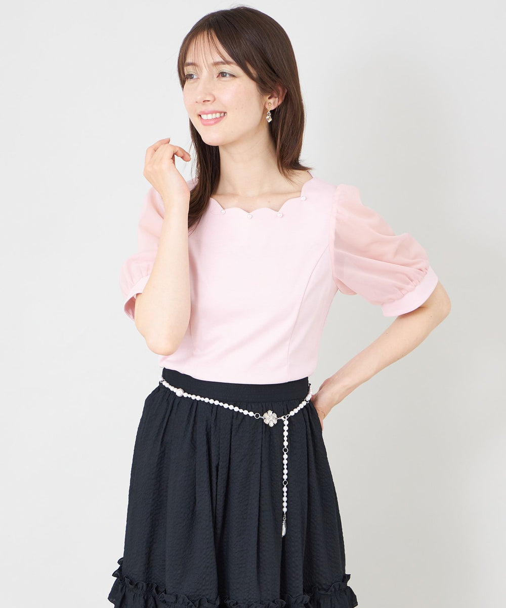 トップス A スカラップ×シアースリーブ プルオーバー(トップス)｜TO BE CHIC