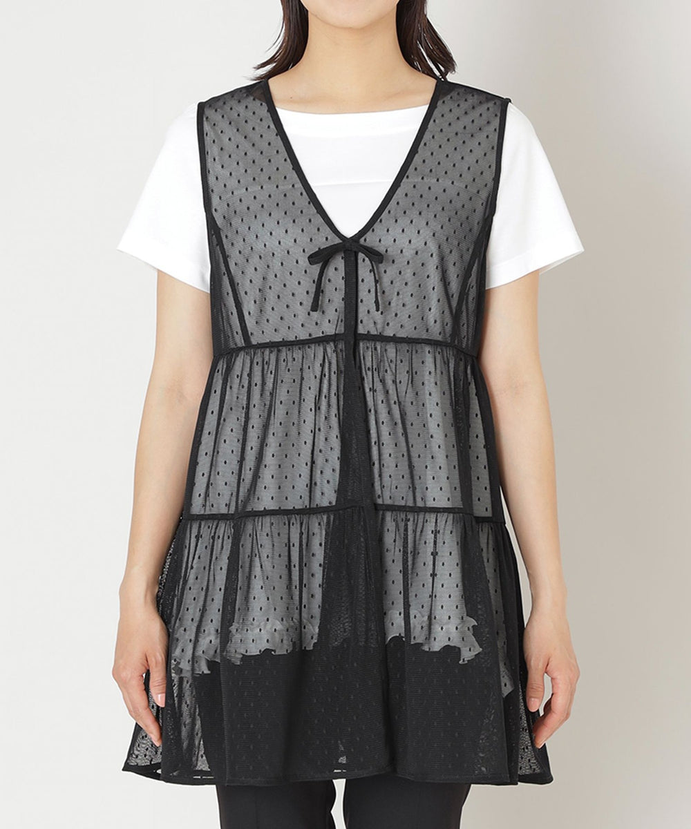 satominn♡今季夏物tobechic42♡可愛い♡ドットチュールジレ ドットチュール ジレ(ベスト)｜TO BE CHIC(トゥー ビー シック