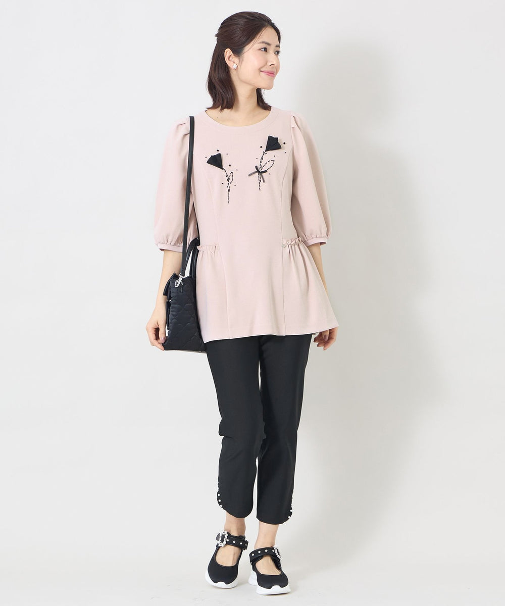 tobechic パンツ　44 サイドスリット リボンモチーフ パンツ(パンツ)｜TO BE CHIC(トゥー