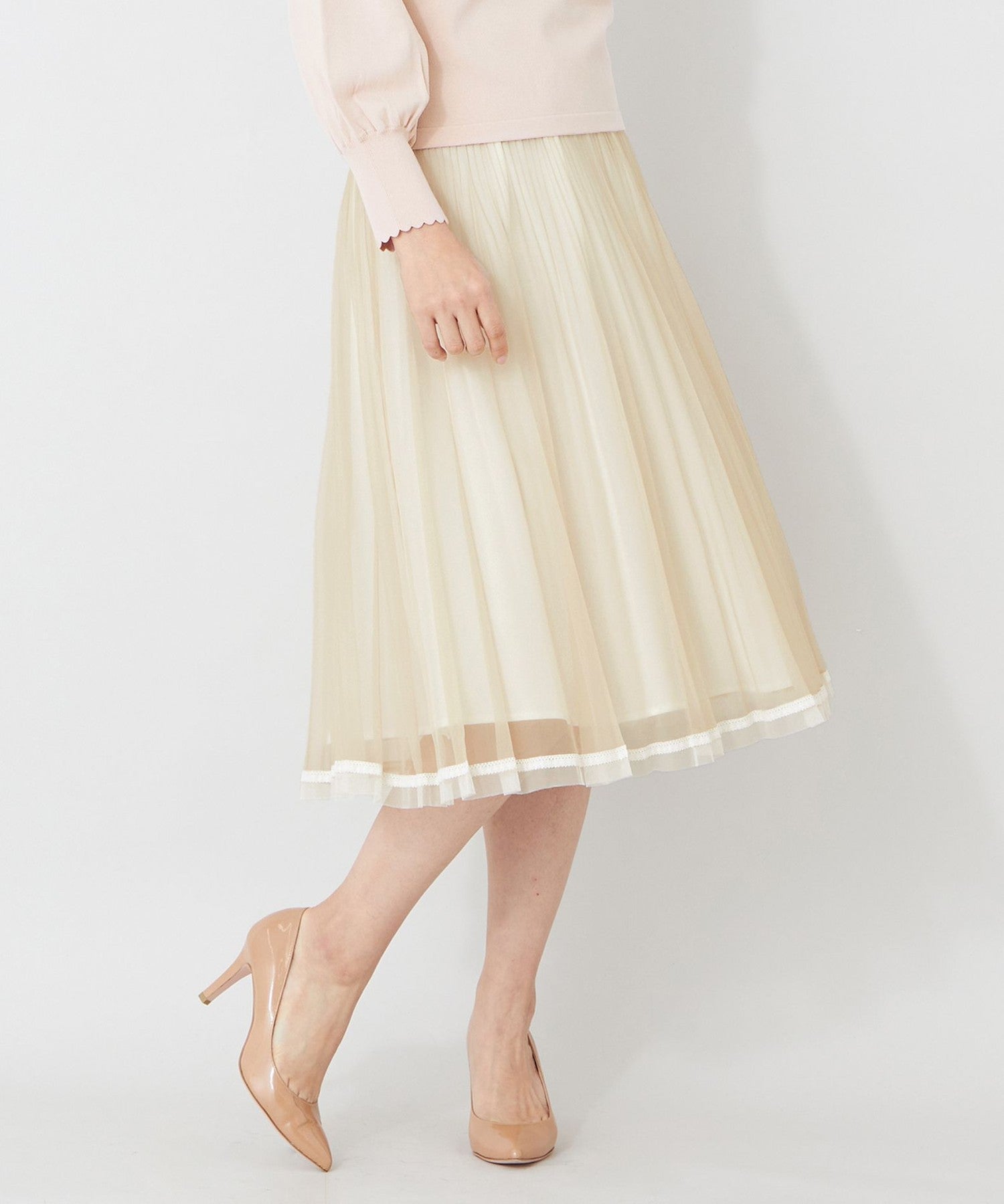 新品タグ付き　TO BE CHICのレーススカート 配色レース プリーツスカート(スカート)｜TO BE CHIC(トゥー ビー
