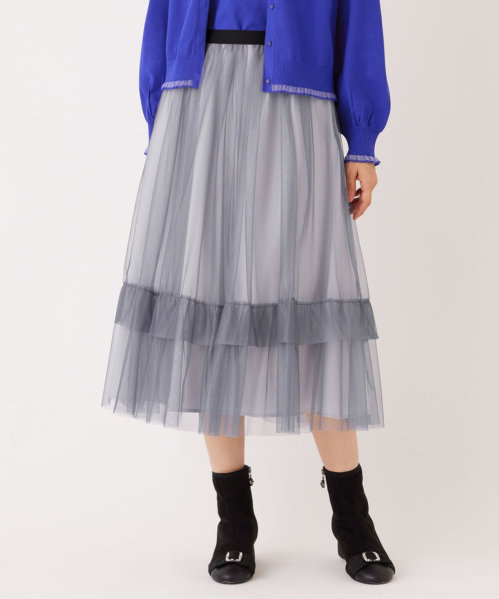 チュールヘムボーダー フレアスカート(スカート)｜TO BE CHIC(トゥー