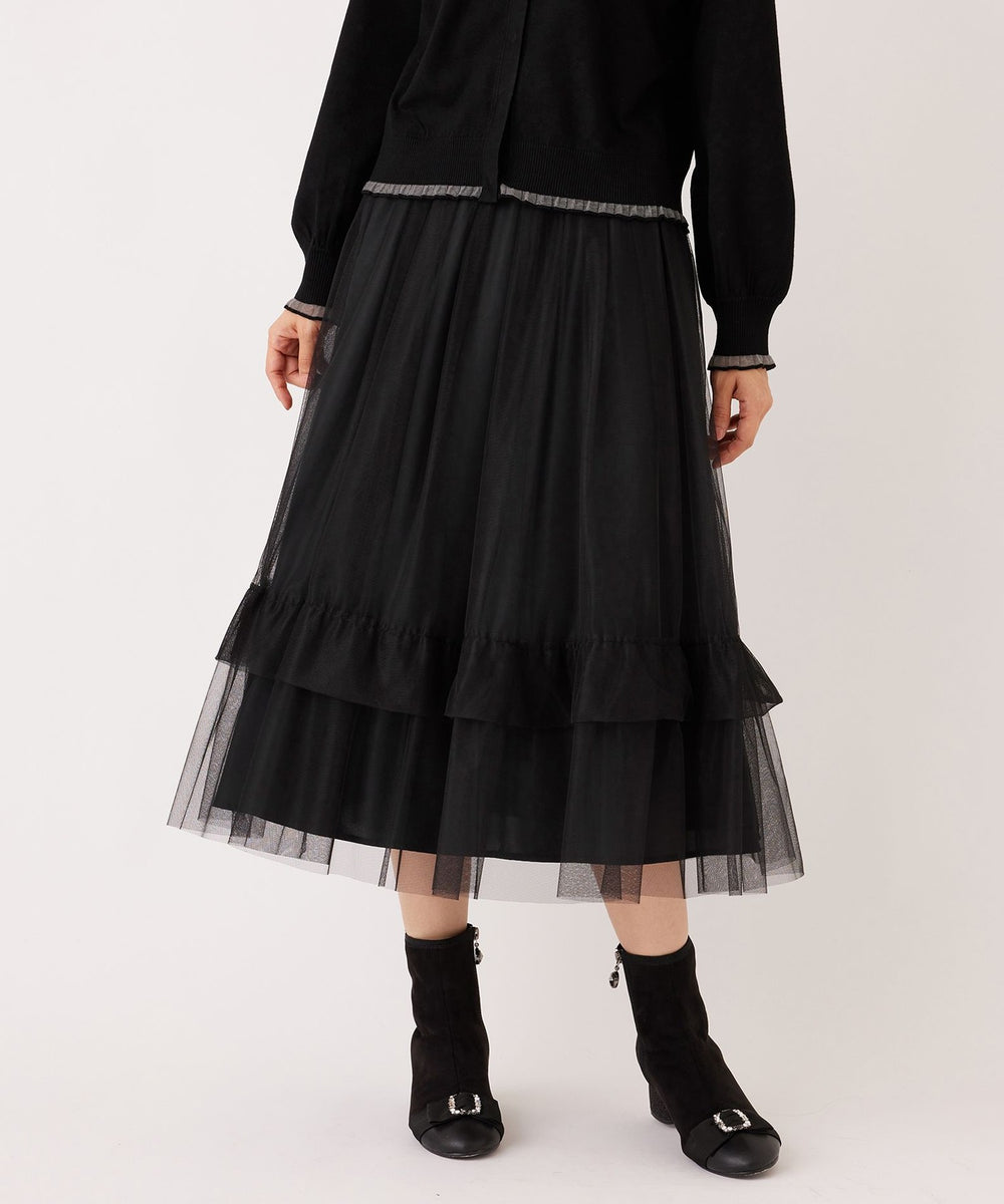 チュールヘムボーダー フレアスカート(スカート)｜TO BE CHIC(トゥー