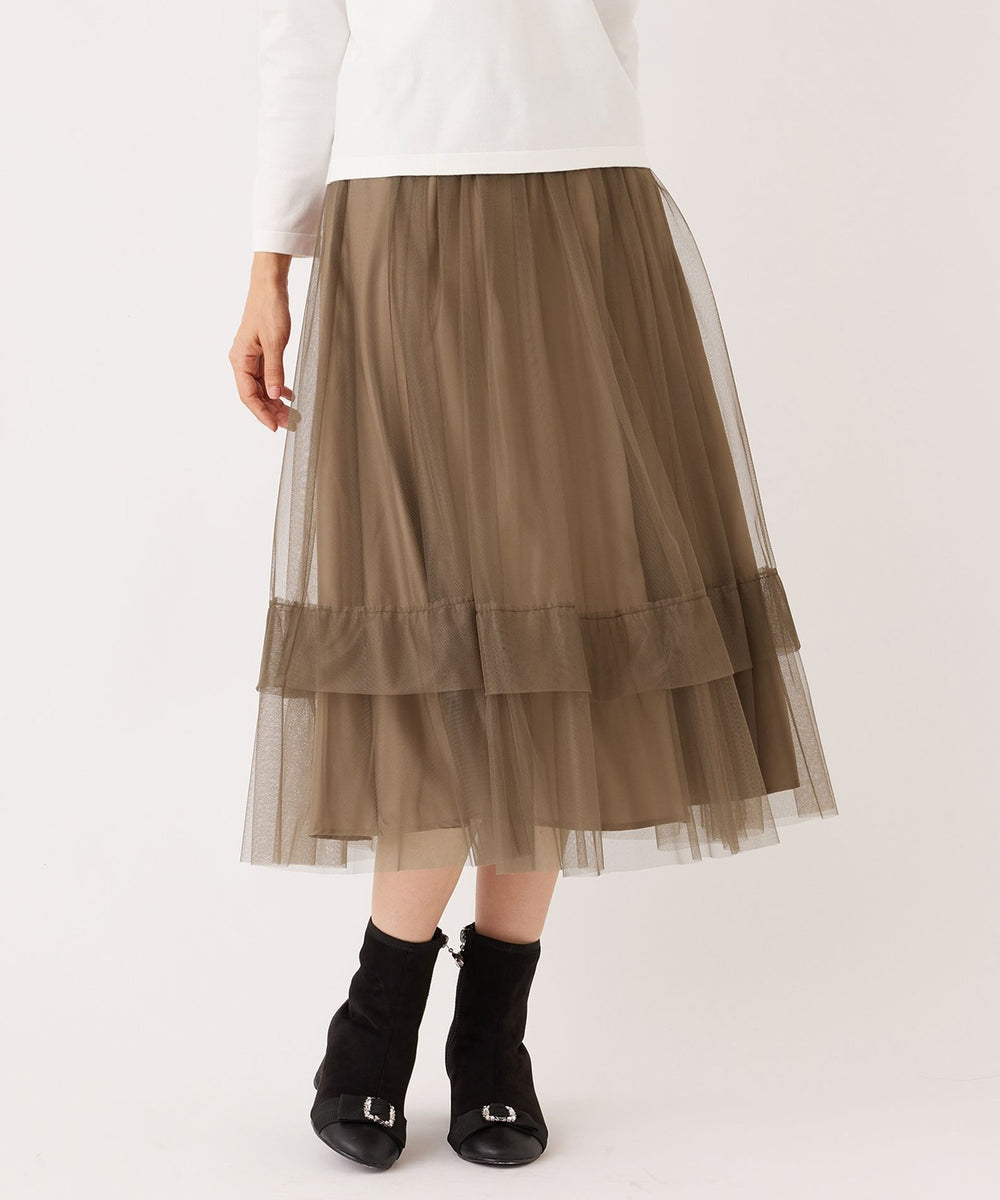 チュールヘムボーダー フレアスカート(スカート)｜TO BE CHIC(トゥー