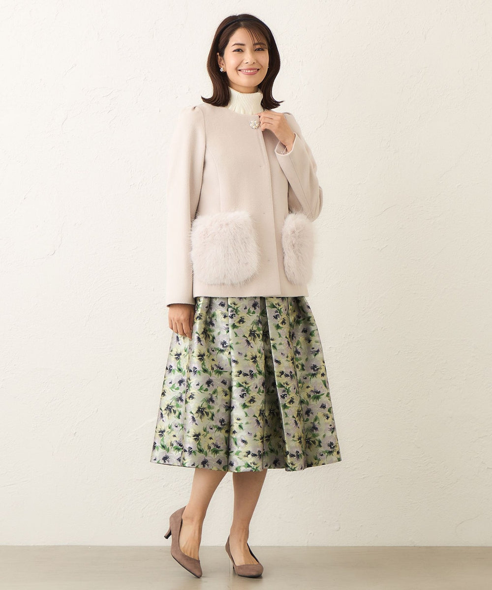 L】ファーコンビ アンゴラウールコート(コート)｜TO BE CHIC(トゥー