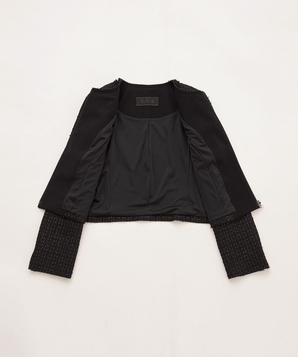 L】リボンニットファンシー ノーカラージャケット(ジャケット)｜TO BE