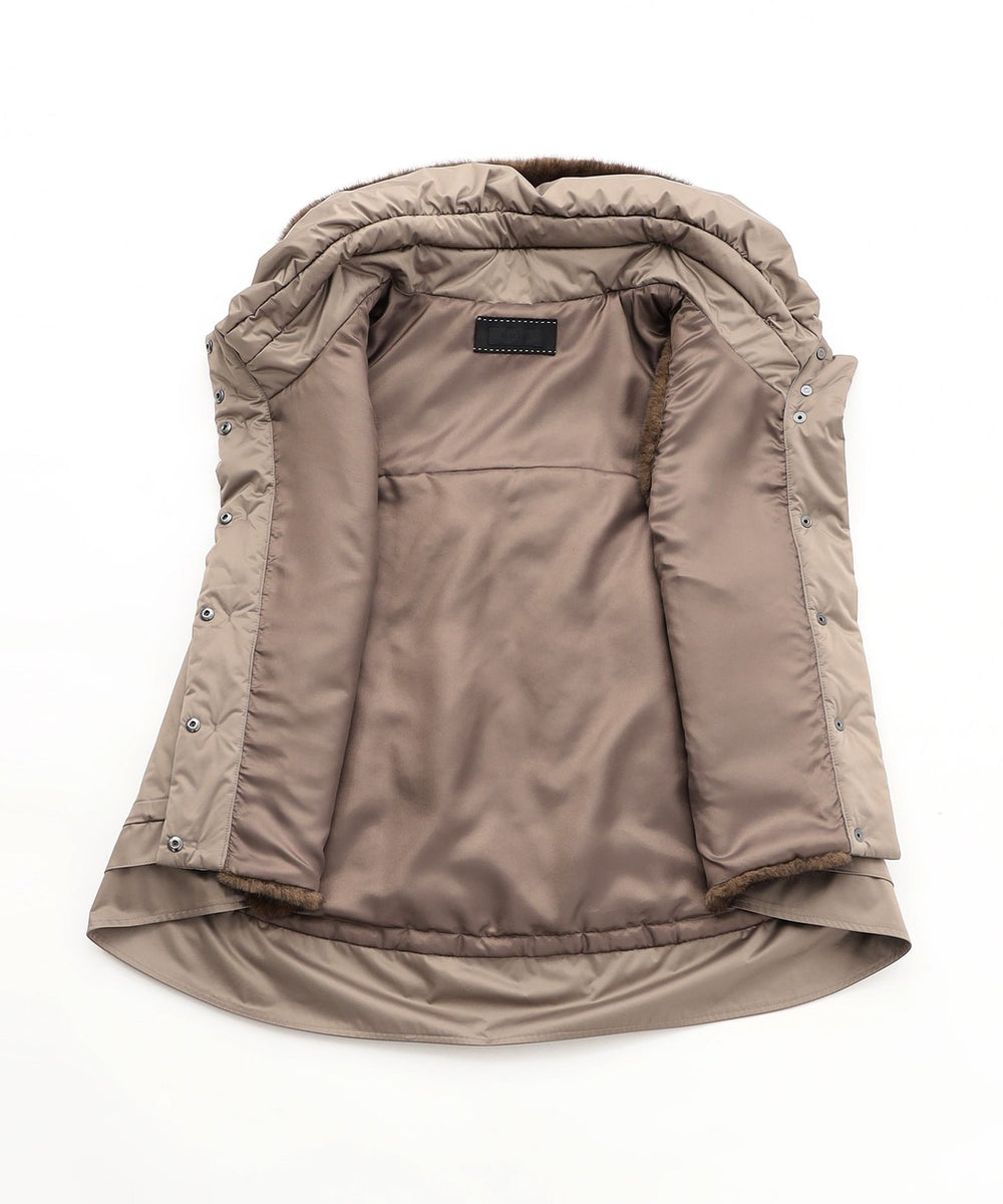 リアルファージレ　ベージュグレー L】フェイクファー ドッキングジレ(ベスト)｜TO BE CHIC(トゥー ビー