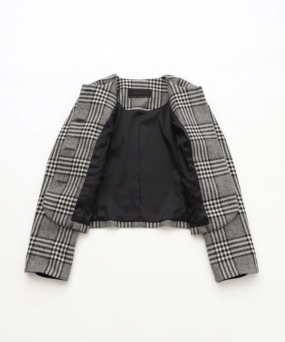 美品　大きいサイズ44 トゥービーシック　ノーカラージャケット　日本製 フラッグモールツイード ノーカラージャケット(ジャケット)｜TO