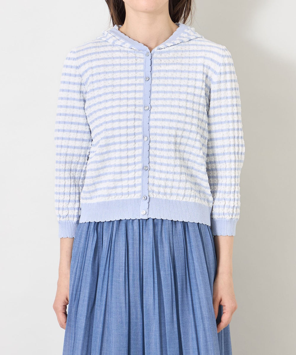 美品★TO BE CHIC ニットパーカー Ⅱ L】エアリーボーダー ニットパーカー(トップス)｜TO BE CHIC(トゥー