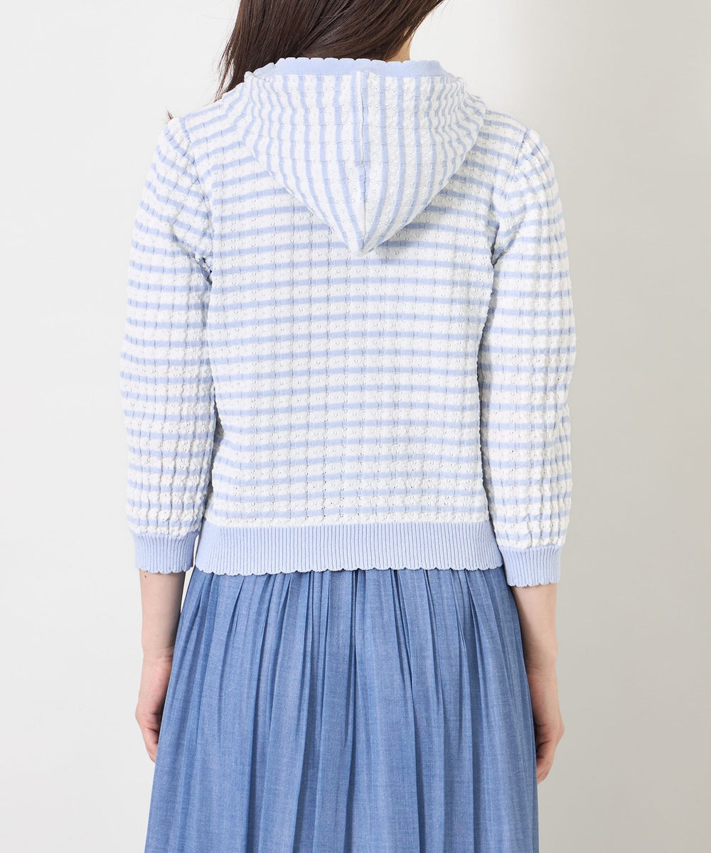 L】エアリーボーダー ニットパーカー(トップス)｜TO BE CHIC(トゥー