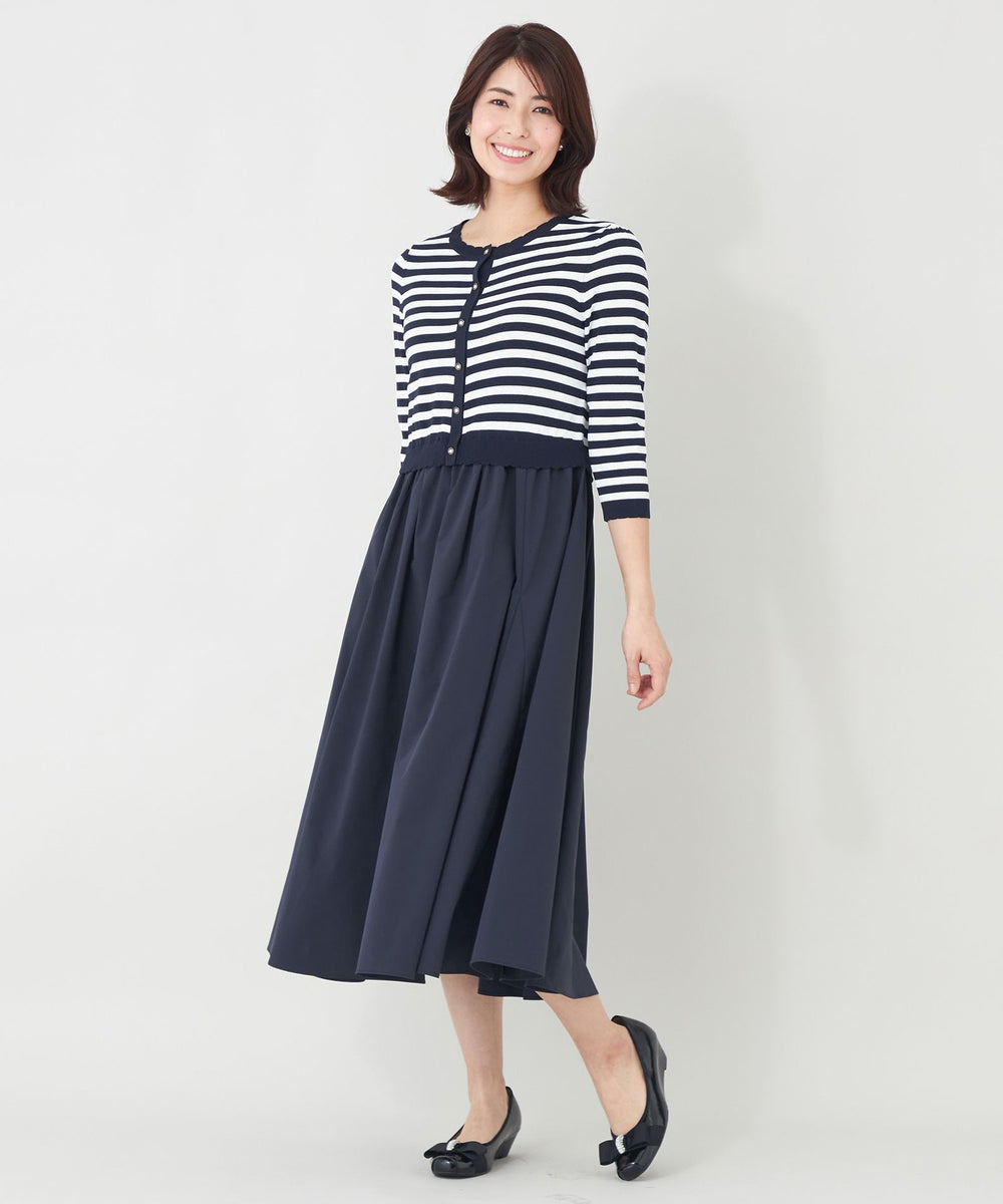 トゥービーシック　2wayドットワンピース　44 L】ニットタフタドッキング ワンピース(ワンピース)｜TO BE CHIC