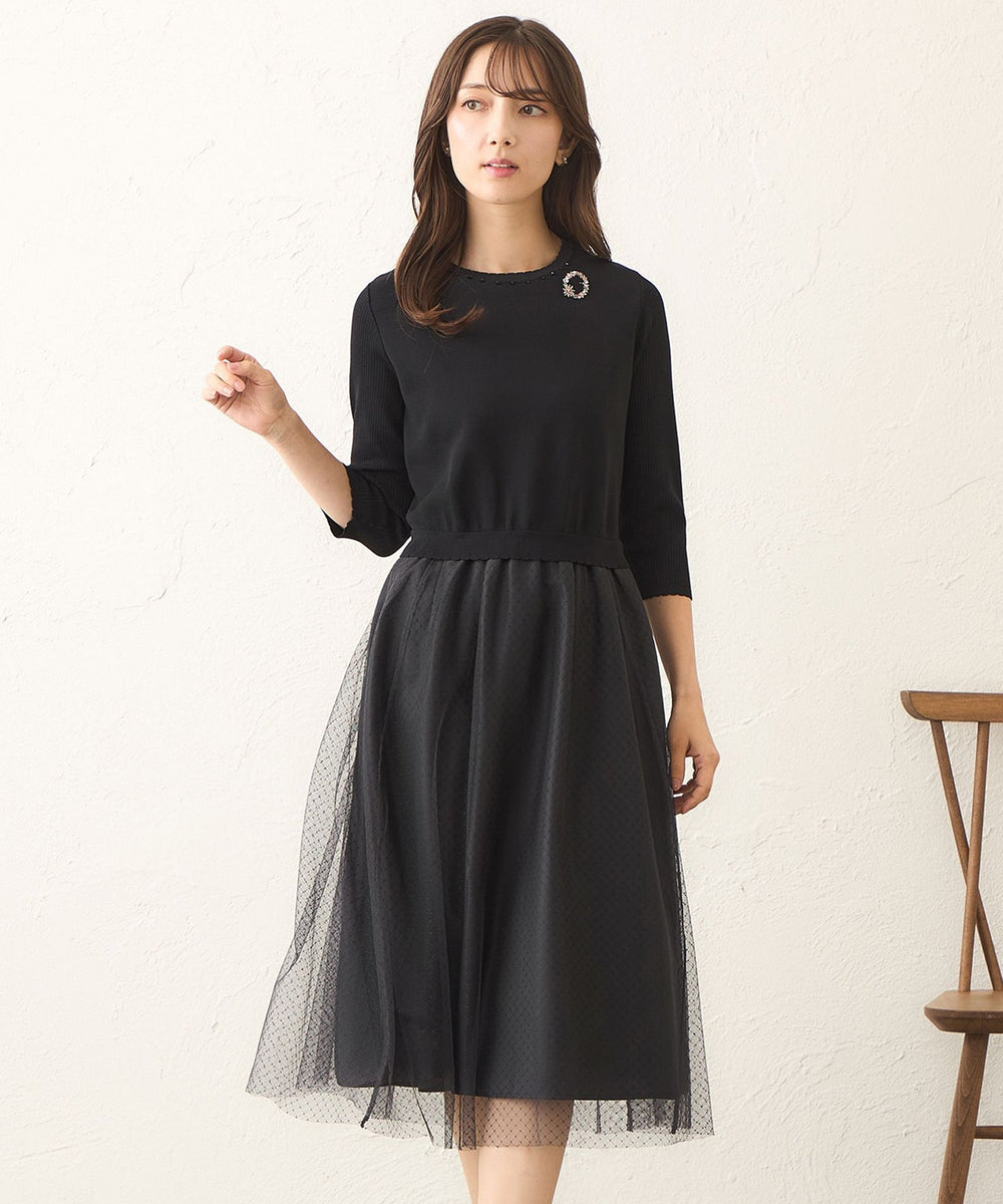 L】ニットコンビ チュールワンピース(ワンピース)｜TO BE CHIC(トゥー