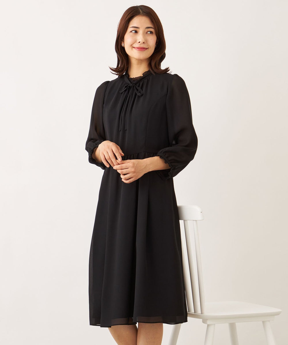 L】ブラックジョーゼット ワンピース(ワンピース)｜TO BE CHIC(トゥー