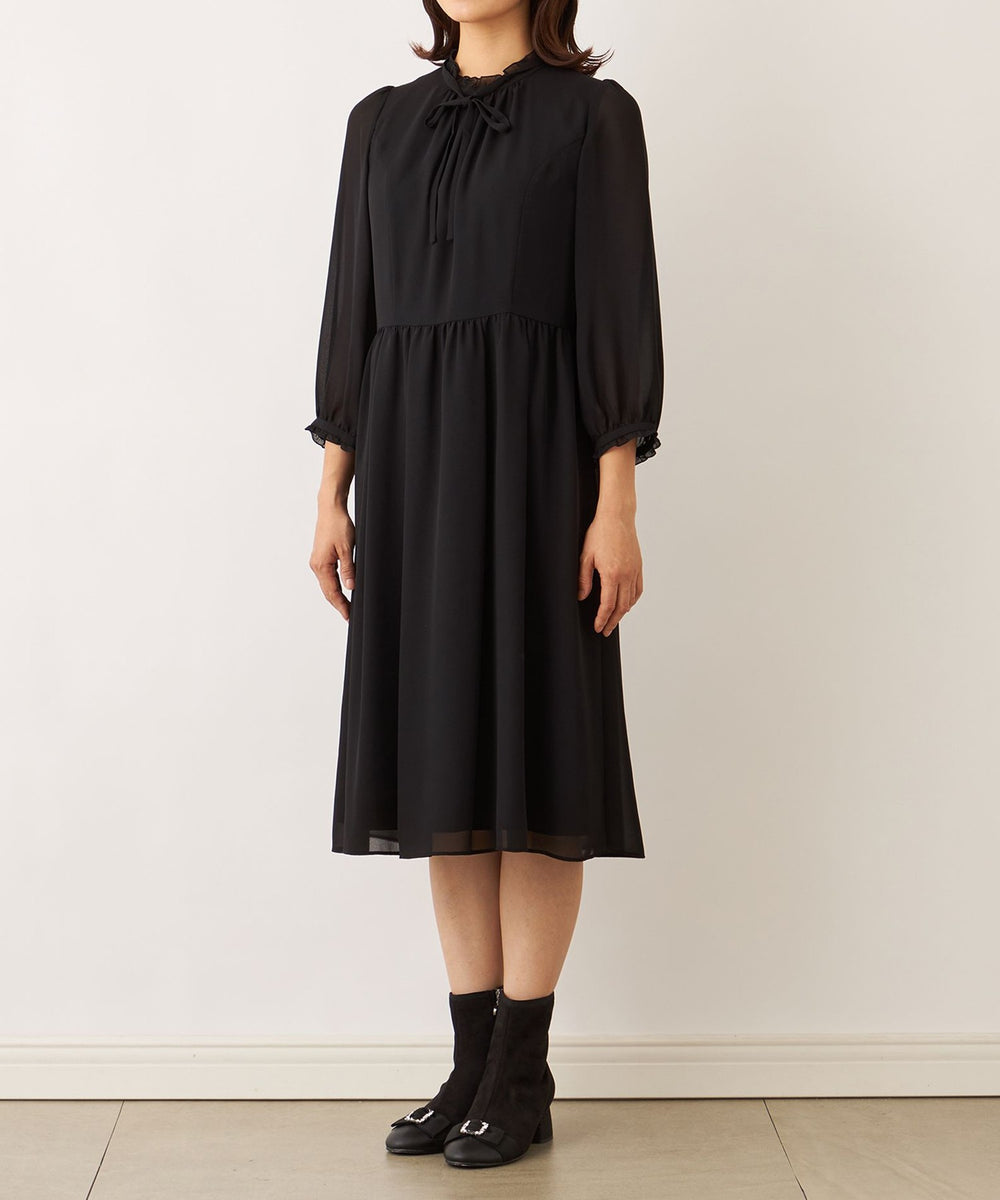 L】ブラックジョーゼット ワンピース(ワンピース)｜TO BE CHIC(トゥー