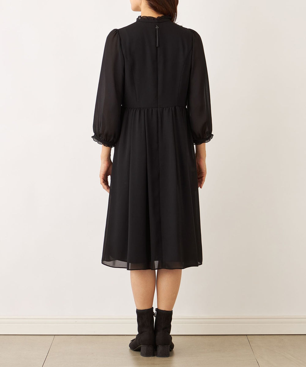 L】ブラックジョーゼット ワンピース(ワンピース)｜TO BE CHIC(トゥー