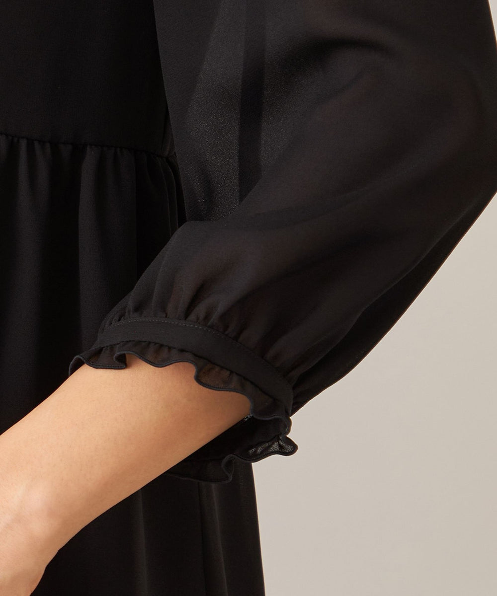 L】ブラックジョーゼット ワンピース(ワンピース)｜TO BE CHIC(トゥー