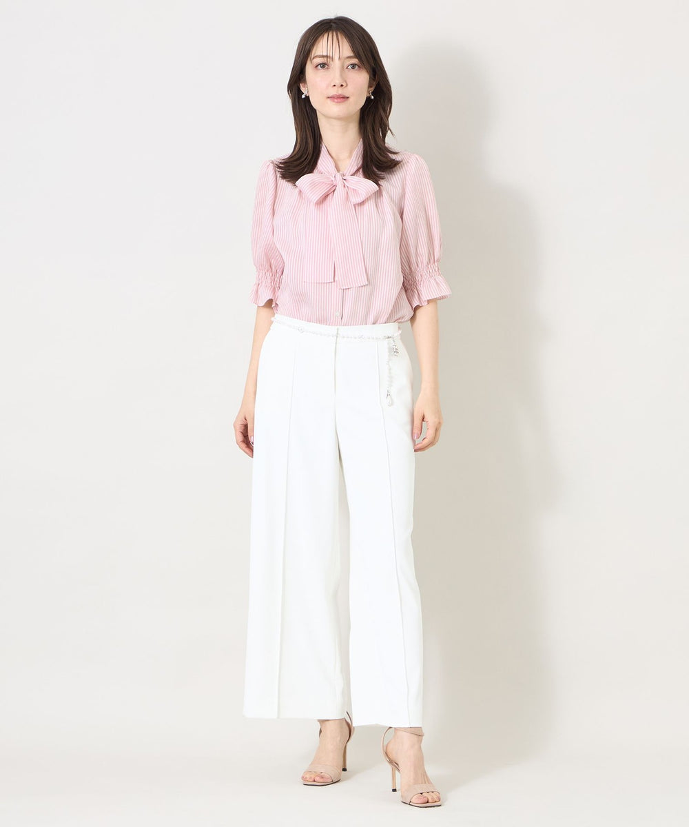 L】シルキーサッカー ボウタイブラウス(トップス)｜TO BE CHIC(トゥー