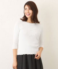 【美品】TO BE CHIC＊おリボンビジュー付きアンサンブル＊Ⅱ L】ビジュー＆リボン ニット(トップス)｜TO BE CHIC(トゥー ビー