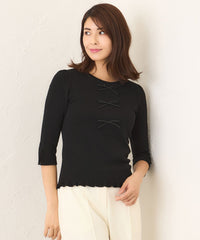 【美品】TO BE CHIC＊おリボンビジュー付きアンサンブル＊Ⅱ リボンビジューブローチ | TO BE CHIC (Women)/トゥー ビー シック