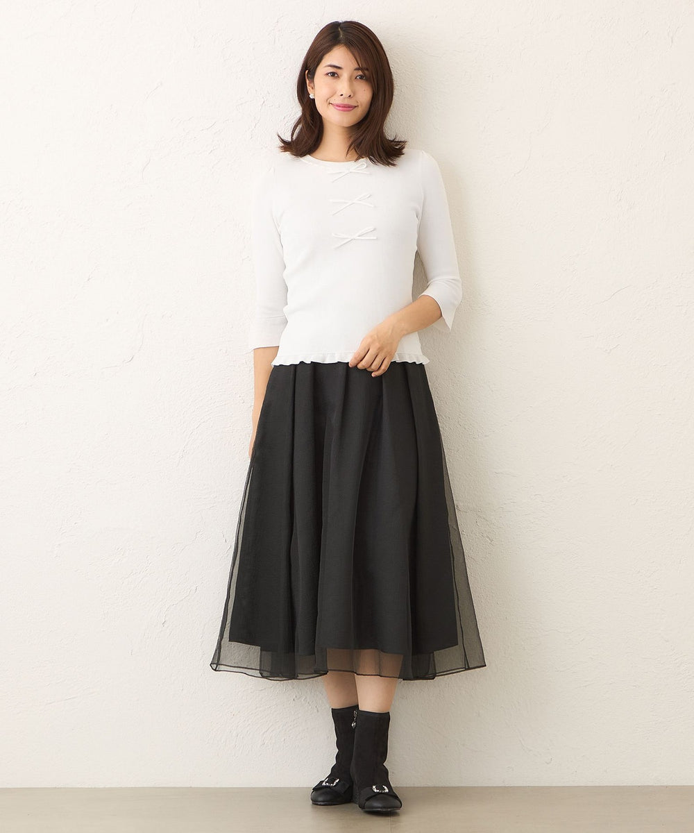 TO BE CHIC カーディガン　トップス　リボン　L黒　定価3.9万円 L】ビジュー＆リボン ニット(トップス)｜TO BE CHIC(トゥー ビー