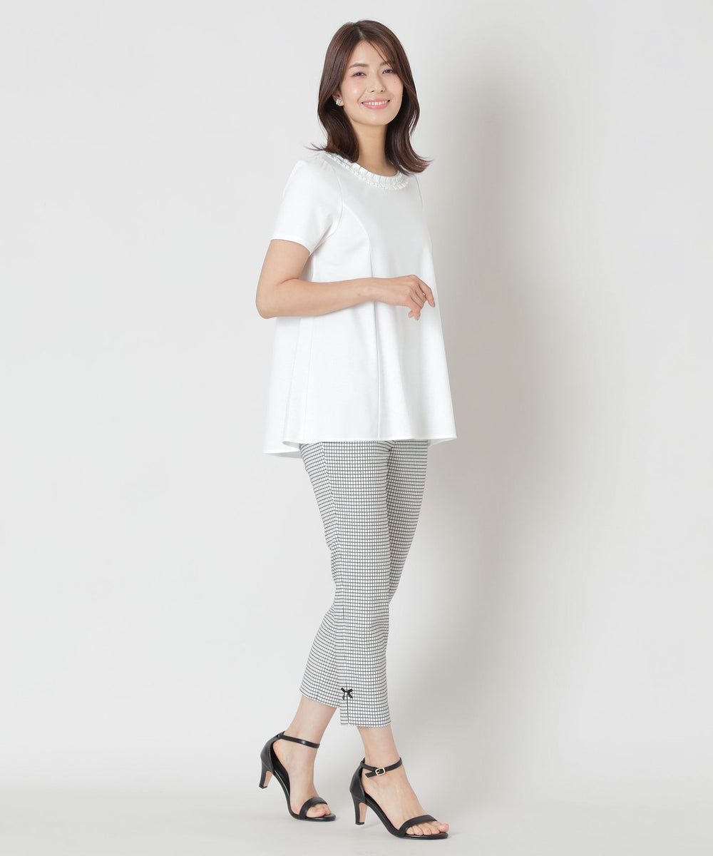 L】タックリボン＆ビジューネック チュニック(トップス)｜TO BE CHIC