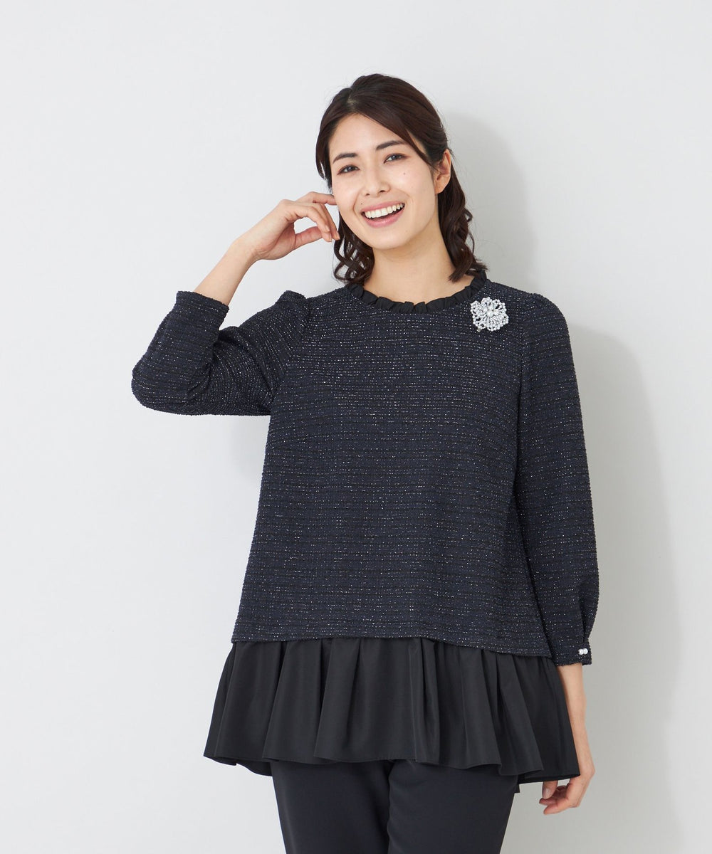 L】MIXツイードドッキング チュニック(ワンピース)｜TO BE CHIC(トゥー