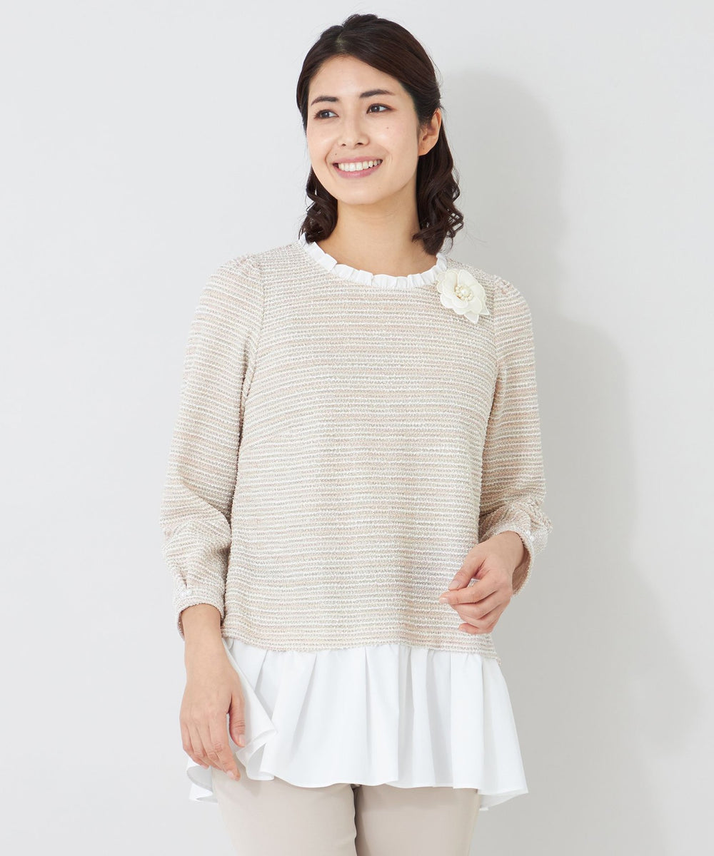 L】MIXツイードドッキング チュニック(ワンピース)｜TO BE CHIC(トゥー