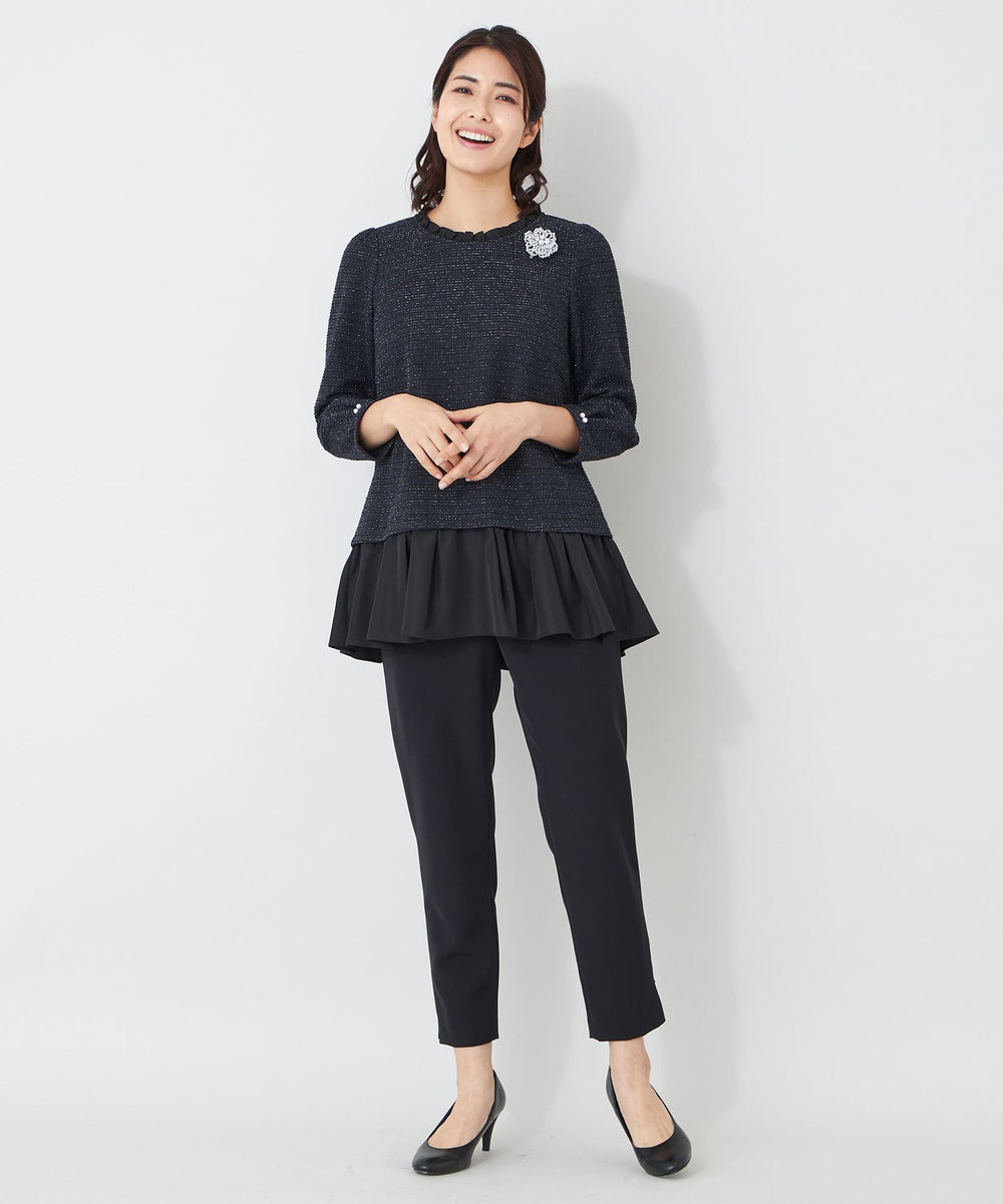 L】MIXツイードドッキング チュニック(ワンピース)｜TO BE CHIC(トゥー