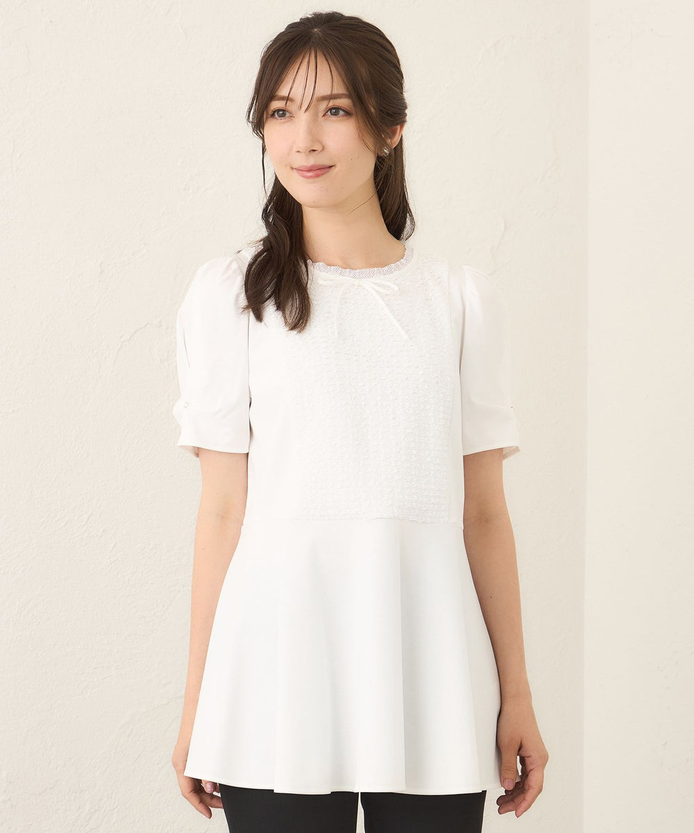 L】コマフリル カットソーコンビチュニック(トップス)｜TO BE CHIC