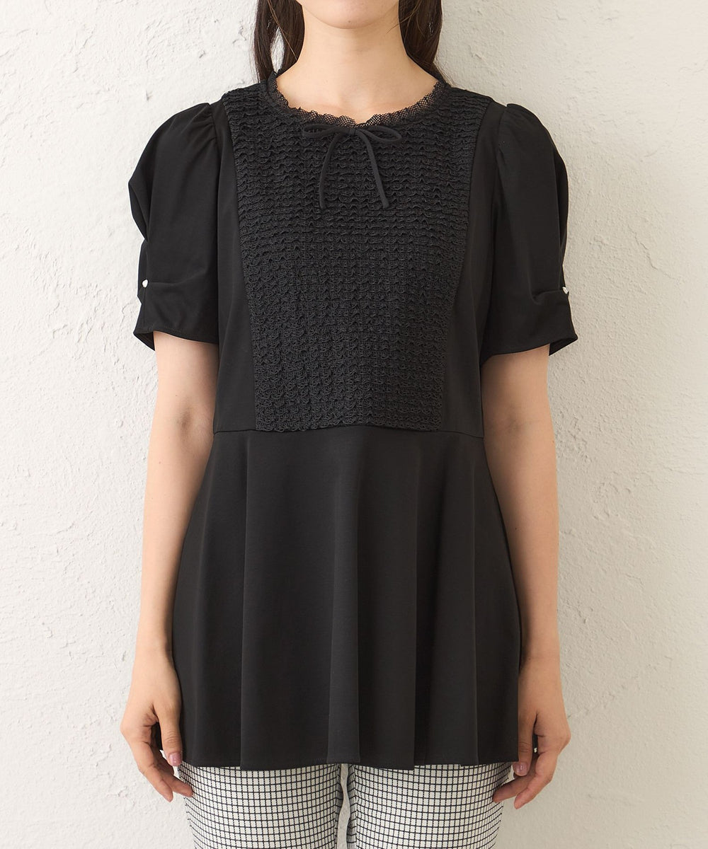 L】コマフリル カットソーコンビチュニック(トップス)｜TO BE CHIC