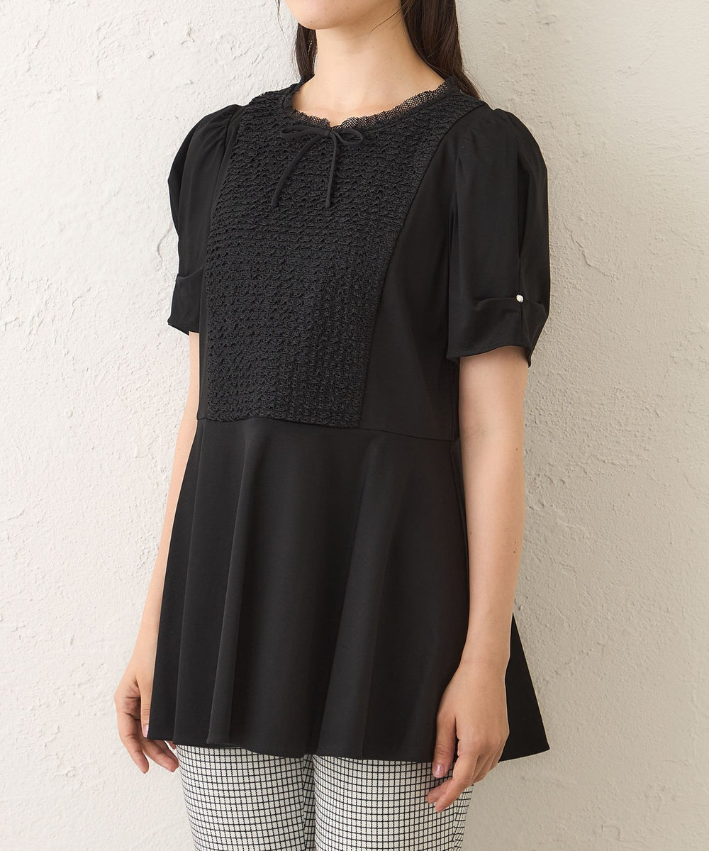 L】コマフリル カットソーコンビチュニック(トップス)｜TO BE CHIC