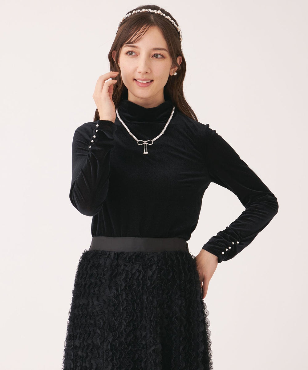 L】シアーベロア ハイネックカットソー(トップス)｜TO BE CHIC(トゥー