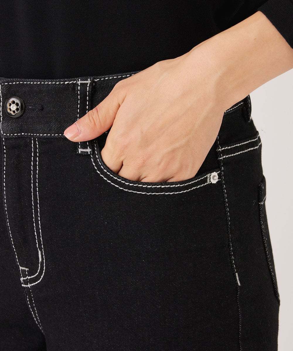 L】ブラック ワイドデニム(パンツ)｜TO BE CHIC(トゥー ビー シック)の