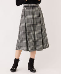〔極美品〕新品未使用 23区ウールグレン チェック柄 タックスカート ina｜【30%OFF】1/10ツイードチェックウエスト外紐付きタックスカート