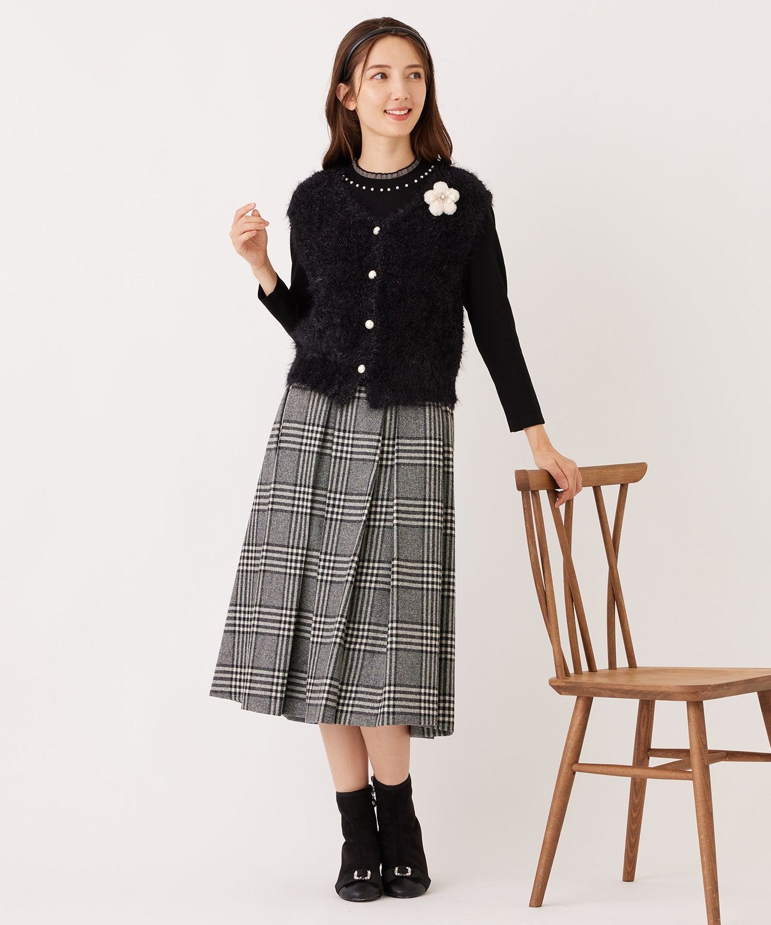 L】グレンチェック タックスカート(スカート)｜TO BE CHIC(トゥー ビー