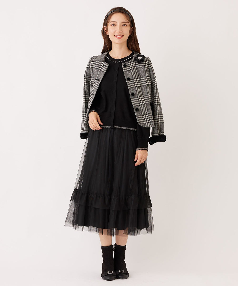L】チュールヘムボーダー フレアスカート(スカート)｜TO BE CHIC