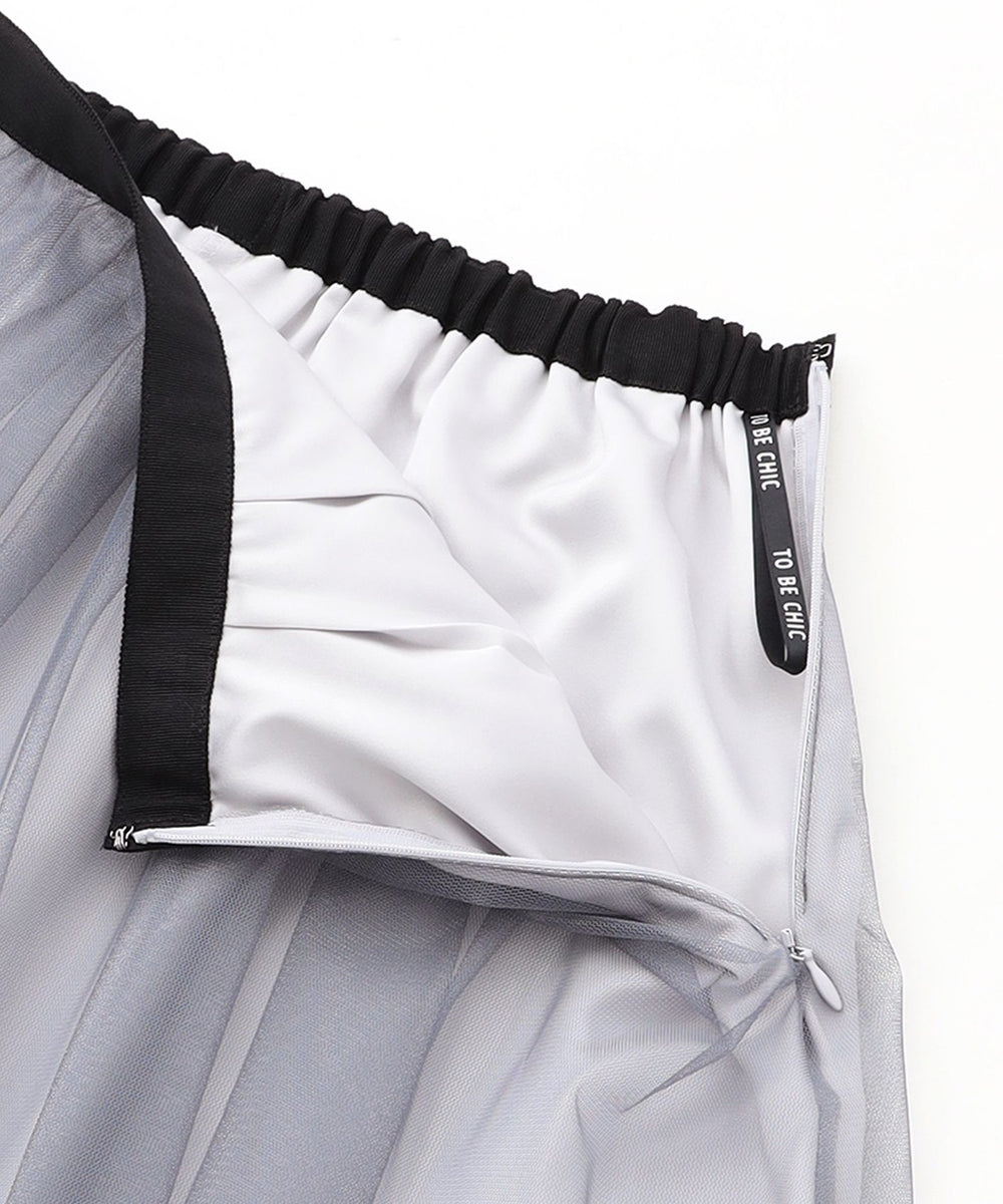 L】チュールヘムボーダー フレアスカート(スカート)｜TO BE CHIC