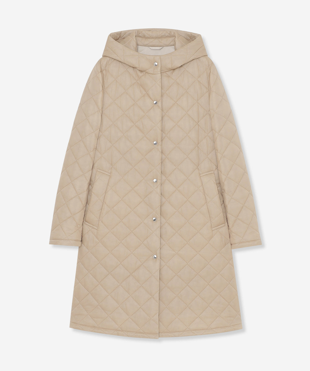 美品　マッキントッシュ キルティングフーデッドコート ボアコート ベージュ 38 MACKINTOSH - 【極美品】マッキントッシュ キルティング コート