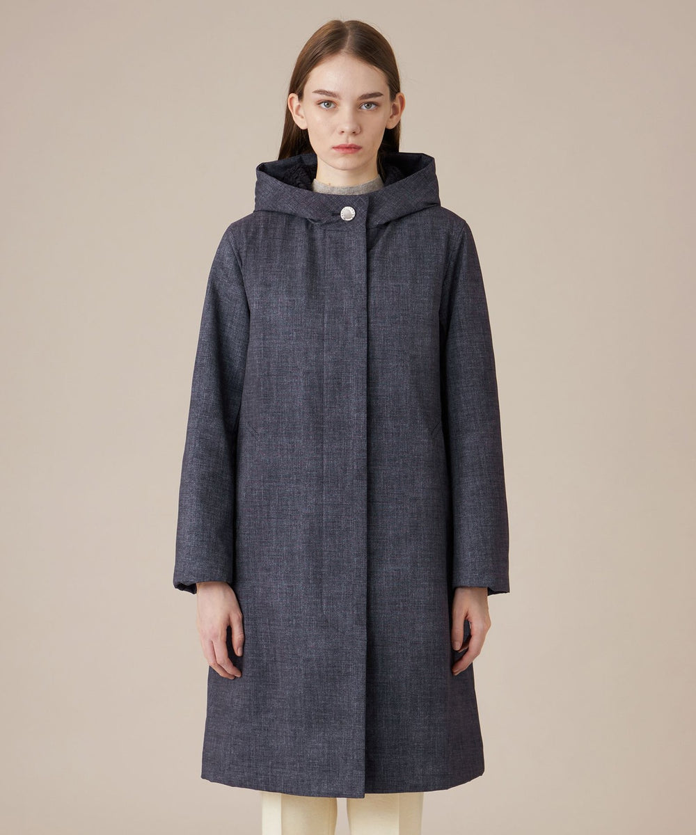 ROSLEY/ロズリーフード】デニムプリントソロタフタコート(コート