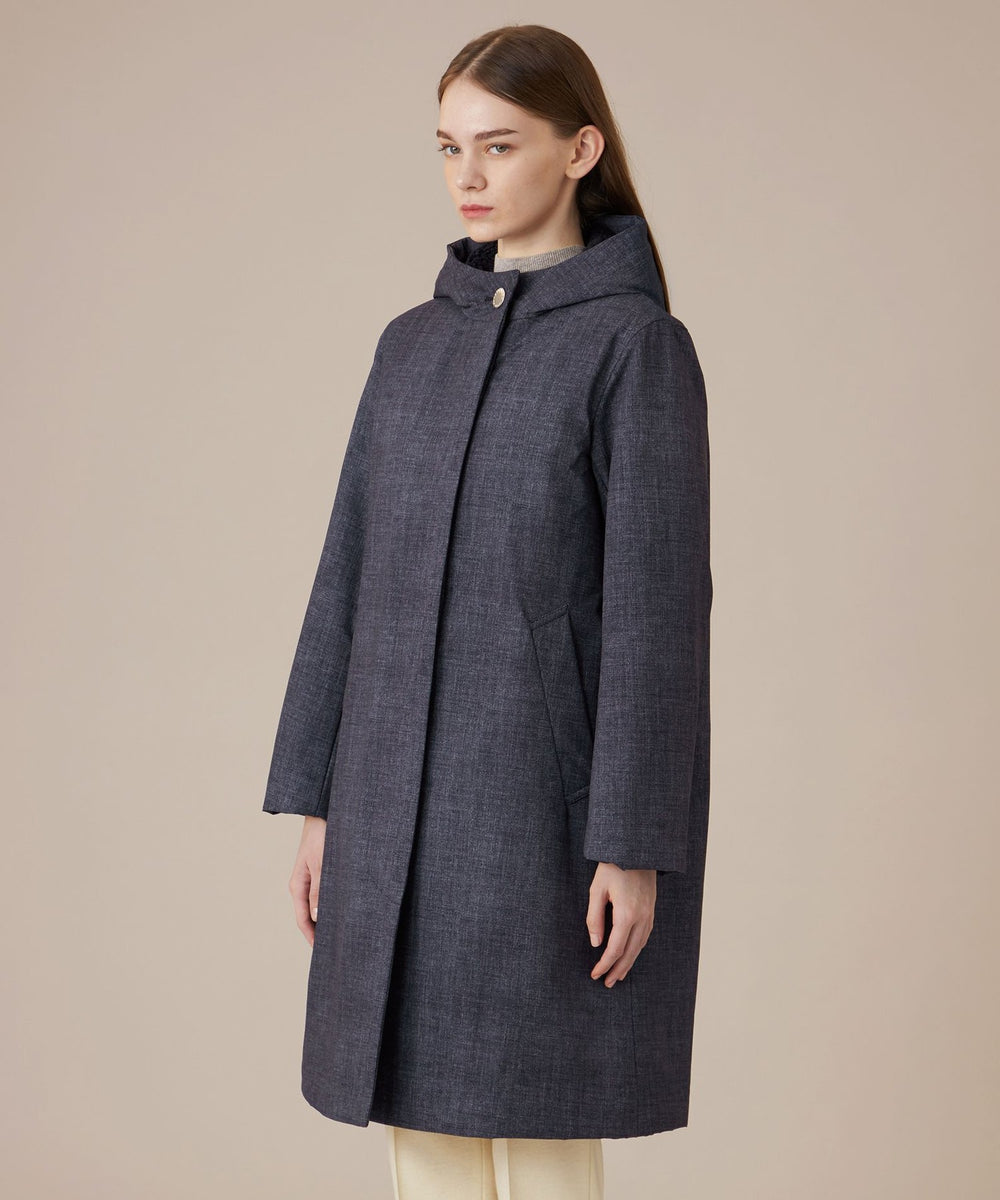 ROSLEY/ロズリーフード】デニムプリントソロタフタコート(コート