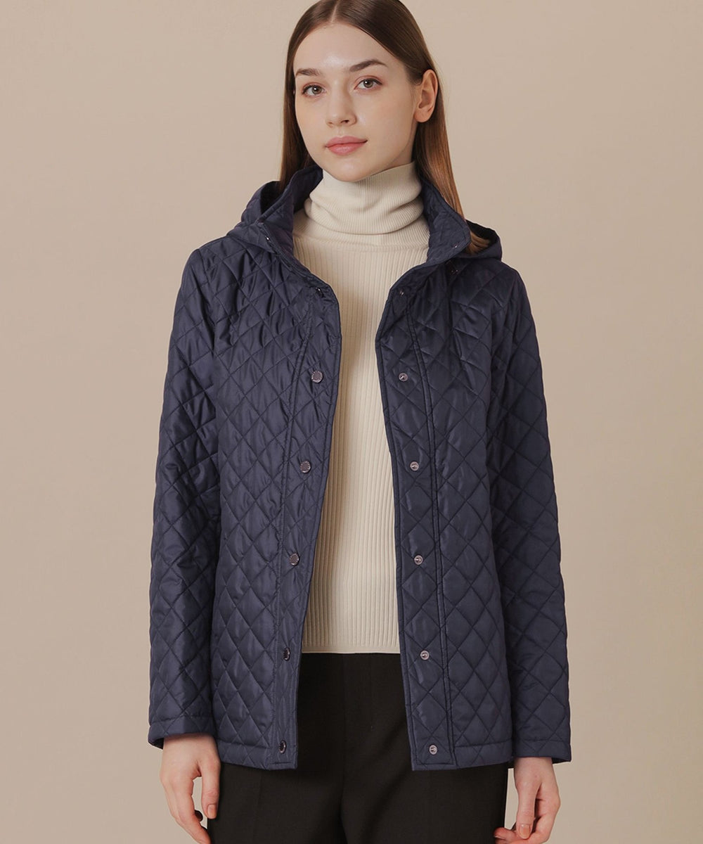 未使用級 マッキントッシュ ロンドン キルティングコート チェック 総柄 フード セール】 キルティングタフタフーデットコート （その他アウター