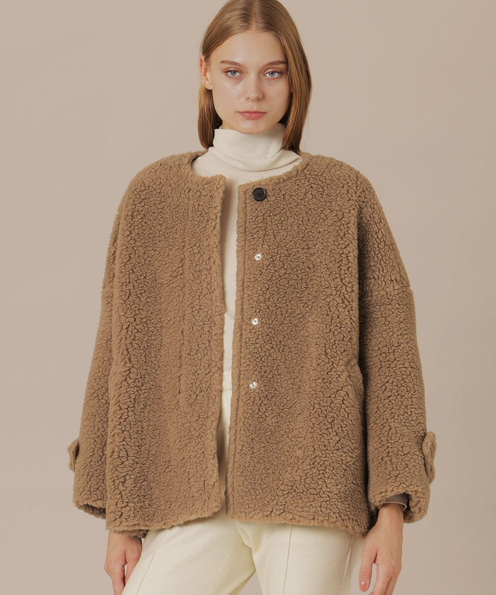 婦人画報11月号掲載】【ROSLEY/ロズリー】ウールブレンドボアコート