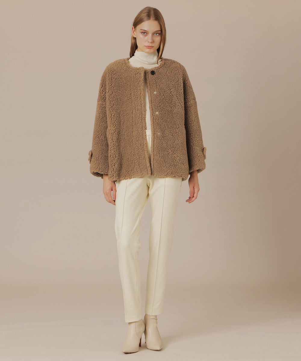 婦人画報11月号掲載】【ROSLEY/ロズリー】ウールブレンドボアコート