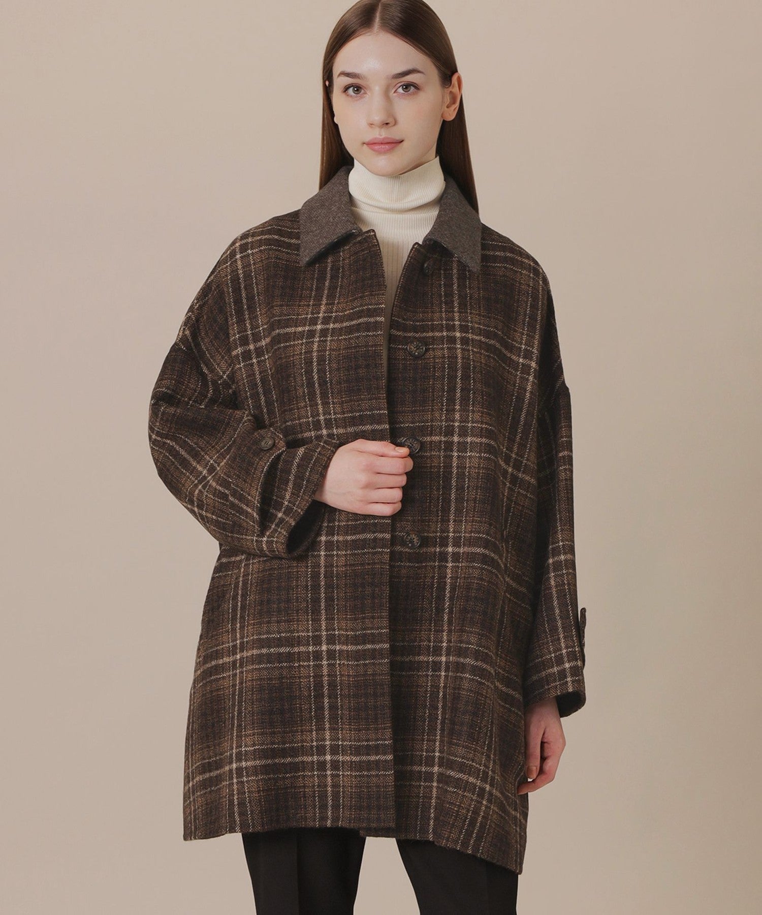 WEB・一部店舗限定】【ROSLEY/ロズリー】ウールリバーチェックコート