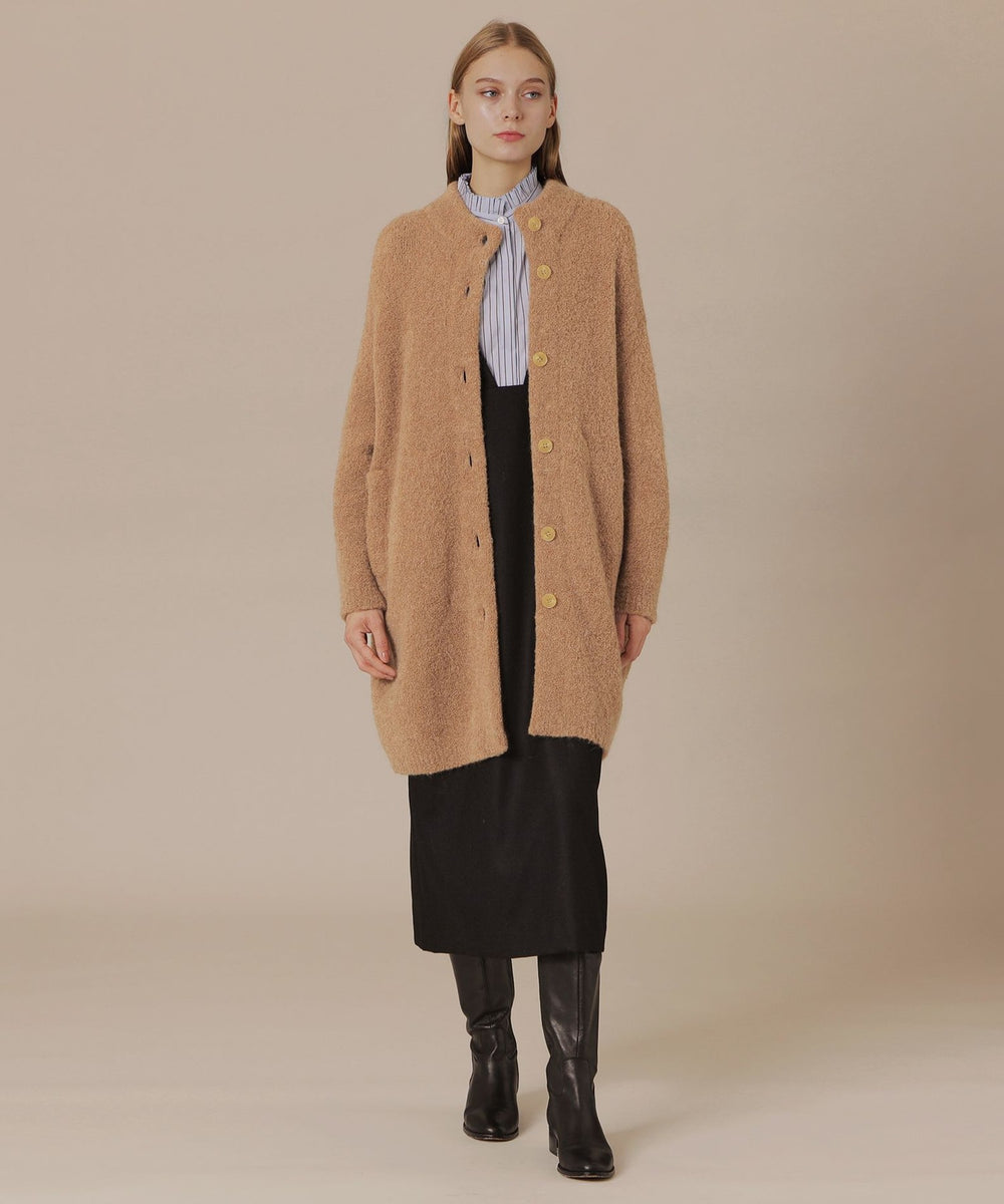 【Midas】 ベロアロングカーディガン ロング フェザー ニットベスト カーディガン｜NOMINE / ノミネ