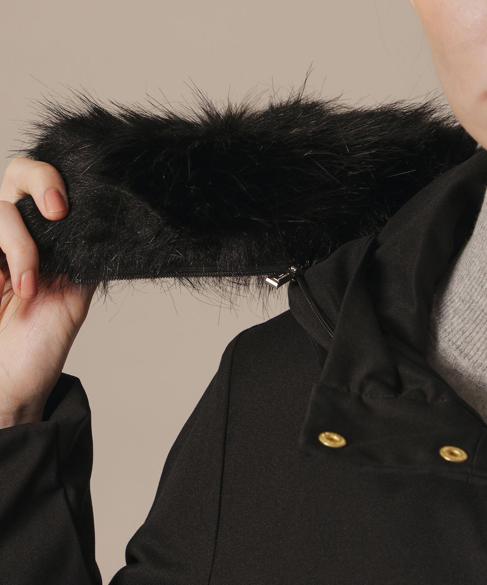 美品　マッキントッシュロンドン フーデット コート 38 黒 ブラック　フード 婦人画報11月号掲載】【ROSLEY/ロズリー】ぺコラム圧縮ビーバー