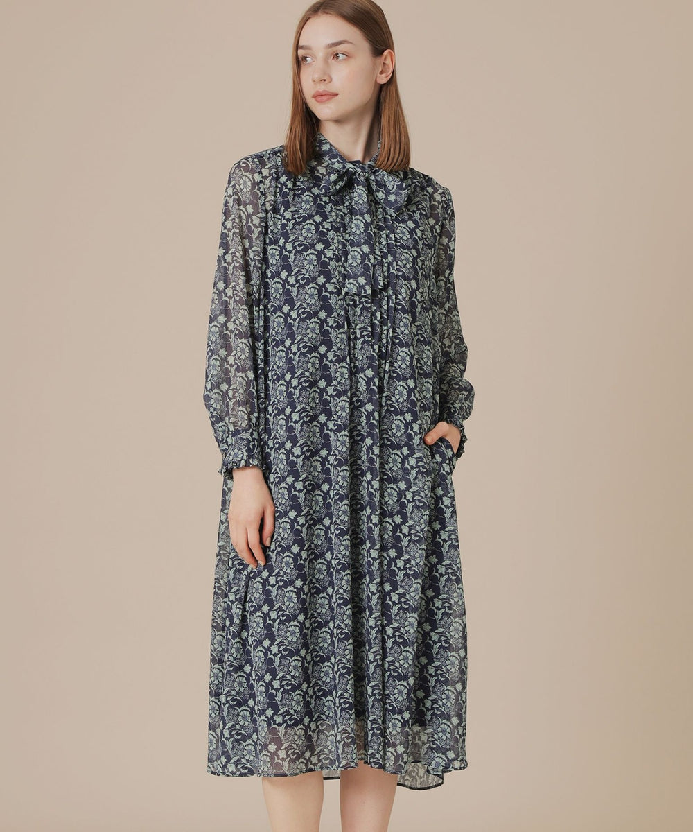 BIBURY FLOWER】バイカラーバイブリークレープワンピース(ワンピース