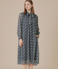 BIBURY FLOWER】バイカラーバイブリークレープワンピース