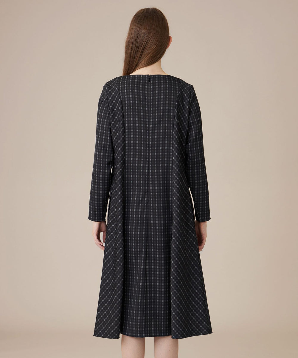 MACKINTOSH LONDON シャツワンピース　チェック　貝ボタン　大きめ ペイントチェックプリントワンピース(ワンピース)｜MACKINTOSH LONDON